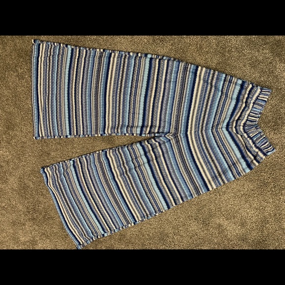 GRAN SASSO Pants STRETCH WIDE LEG STRIPE PANT Sz Small Blue White Silver Gray - Picture 12 of 17